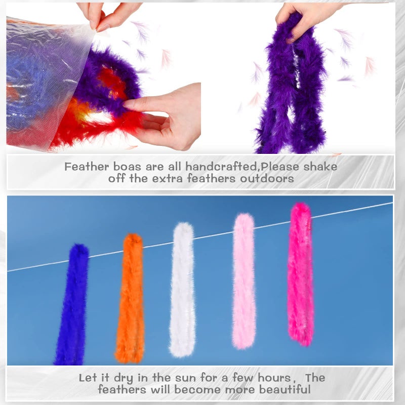 Batiyeer 24 Pcs Colorful Feathers Boas Party Pack, 6.6 Feet Rainbow Feather Scarf for Unisex Women Party Decorations(Bright Color) - Image 5