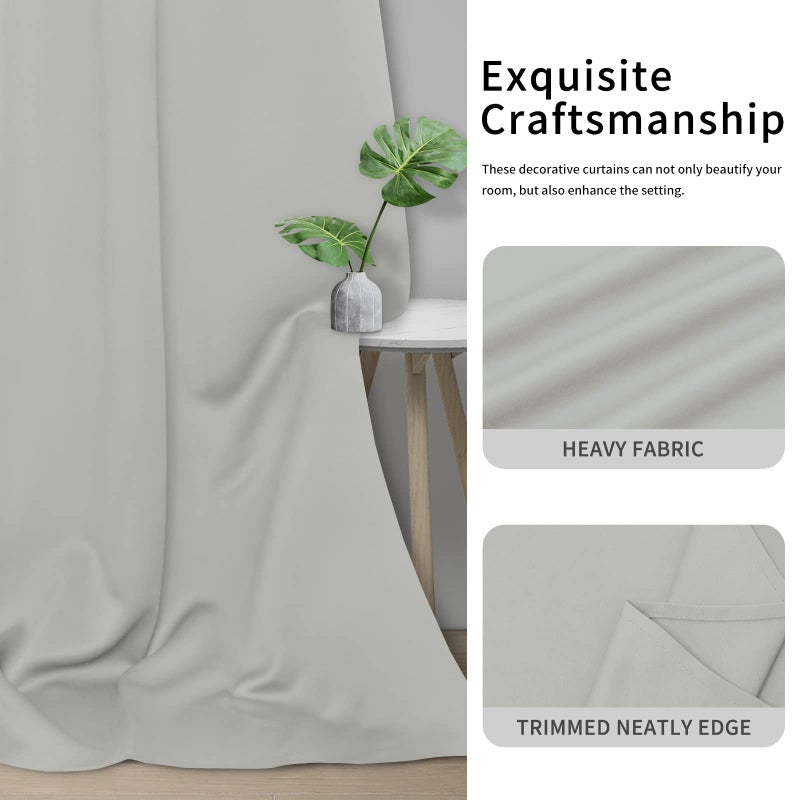 Easy-Going Blackout Curtains for Bedroom  Solid Thermal Insulated Grommet and Noise Reduction Window Drapes  Room Darkening Curtains for Living Room  2 Panels (34x84 in  Greyish White) - Image 5