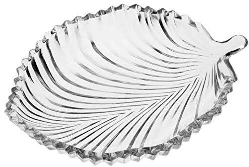 VAKTAVYA Leaf Shape Fruit Glass Plate Bowl Dish Used for Decorative Article for Home and Office Clear pic 1 - Image 3
