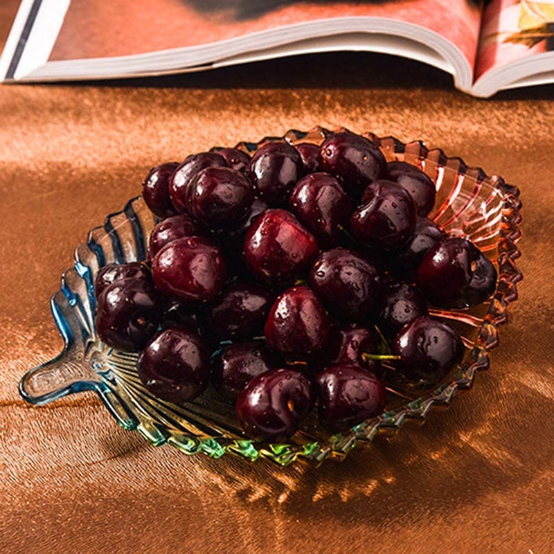 VAKTAVYA Leaf Shape Fruit Glass Plate Bowl Dish Used for Decorative Article for Home and Office Clear pic 1 - Image 5