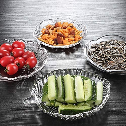 VAKTAVYA Leaf Shape Fruit Glass Plate Bowl Dish Used for Decorative Article for Home and Office Clear pic 1 - Image 4