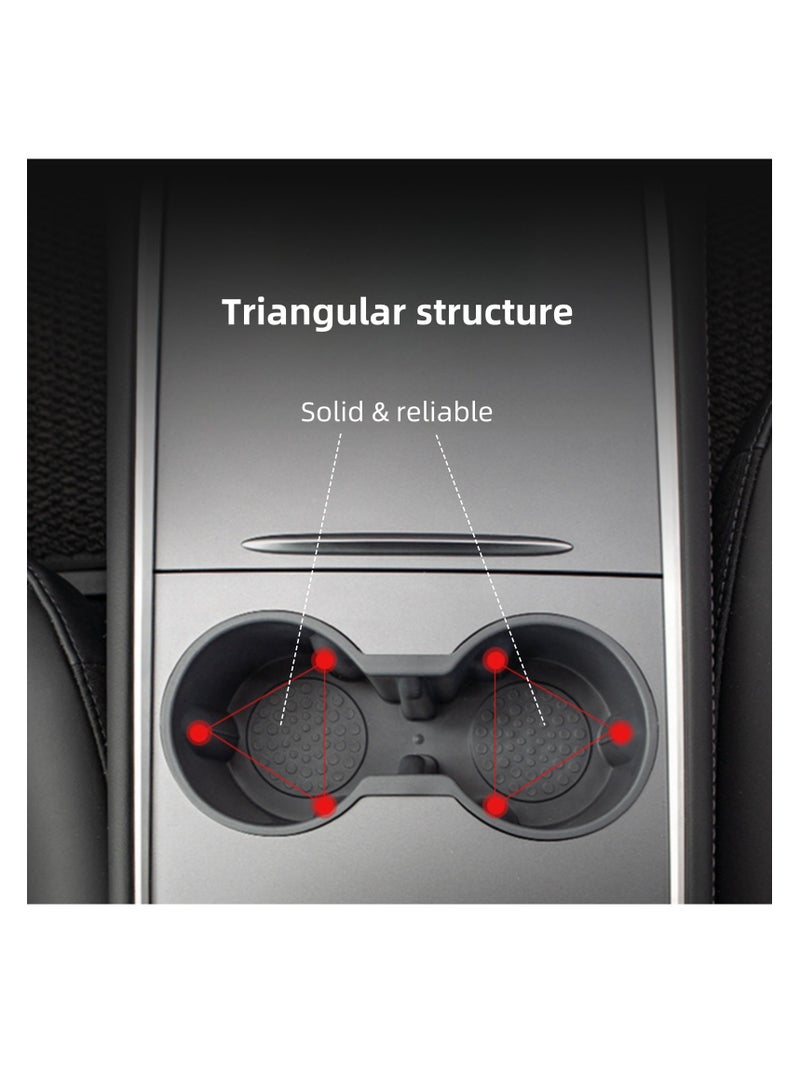 نوفولان حامل أكواب مركزي للسيارة متوافق مع طراز Tesla 3/Y، حامل أكواب مضاد للانزلاق، مادة TPE، مقاوم للماء وسهل التنظيف، مستقر وآمن، تصميم مصبوب ثلاثي الأبعاد أصلي (رمادي) - Image 3
