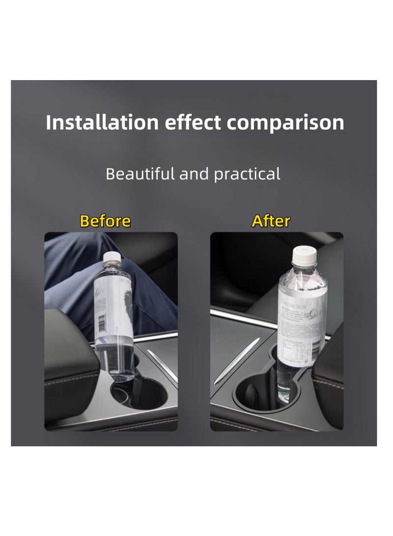 نوفولان حامل أكواب مركزي للسيارة متوافق مع طراز Tesla 3/Y، حامل أكواب مضاد للانزلاق، مادة TPE، مقاوم للماء وسهل التنظيف، مستقر وآمن، تصميم مصبوب ثلاثي الأبعاد أصلي (رمادي) - Image 5