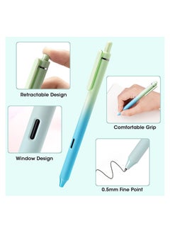 KASTWAVE Retractable Gel Ink Pens Aesthetic Gradient Color Barrel 4Pcs Black Ink 0.5mm Fine Point Tip Pen Comfort Grip Smooth Writing for Journaling Note Taking Sketching Gel Pens Quick Dry Pens  - Image 2