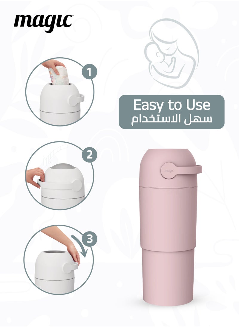 Magic THOTH L Diaper Pail | Odorless & Telescopic | 35 Diaper Capacity | 43 CM to 63 CM Adjustable Height | 2nd Life Concept: Converts to Potty Trainer, Kitchen Waste Bin, or Toilet Lid | Free Roll of 15 Bags  - Image 4
