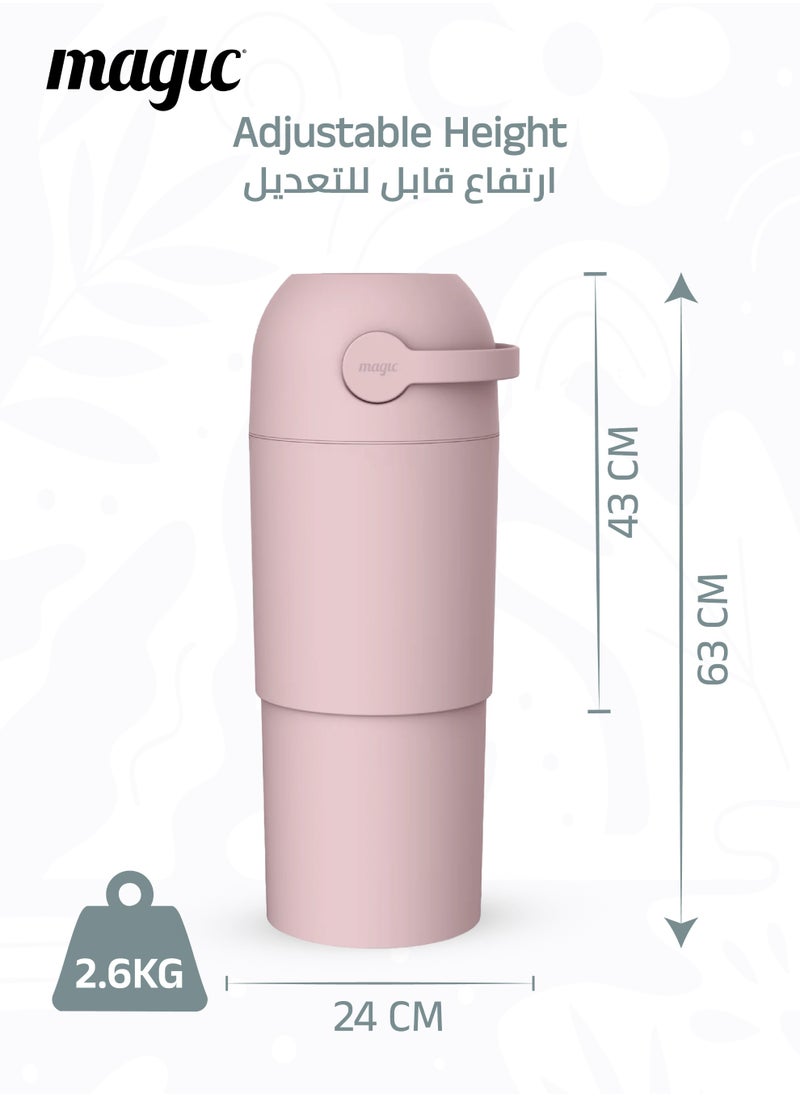 Magic THOTH L Diaper Pail | Odorless & Telescopic | 35 Diaper Capacity | 43 CM to 63 CM Adjustable Height | 2nd Life Concept: Converts to Potty Trainer, Kitchen Waste Bin, or Toilet Lid | Free Roll of 15 Bags  - Image 5