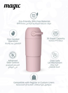 Magic THOTH L Diaper Pail | Odorless & Telescopic | 35 Diaper Capacity | 43 CM to 63 CM Adjustable Height | 2nd Life Concept: Converts to Potty Trainer, Kitchen Waste Bin, or Toilet Lid | Free Roll of 15 Bags  - Image 3