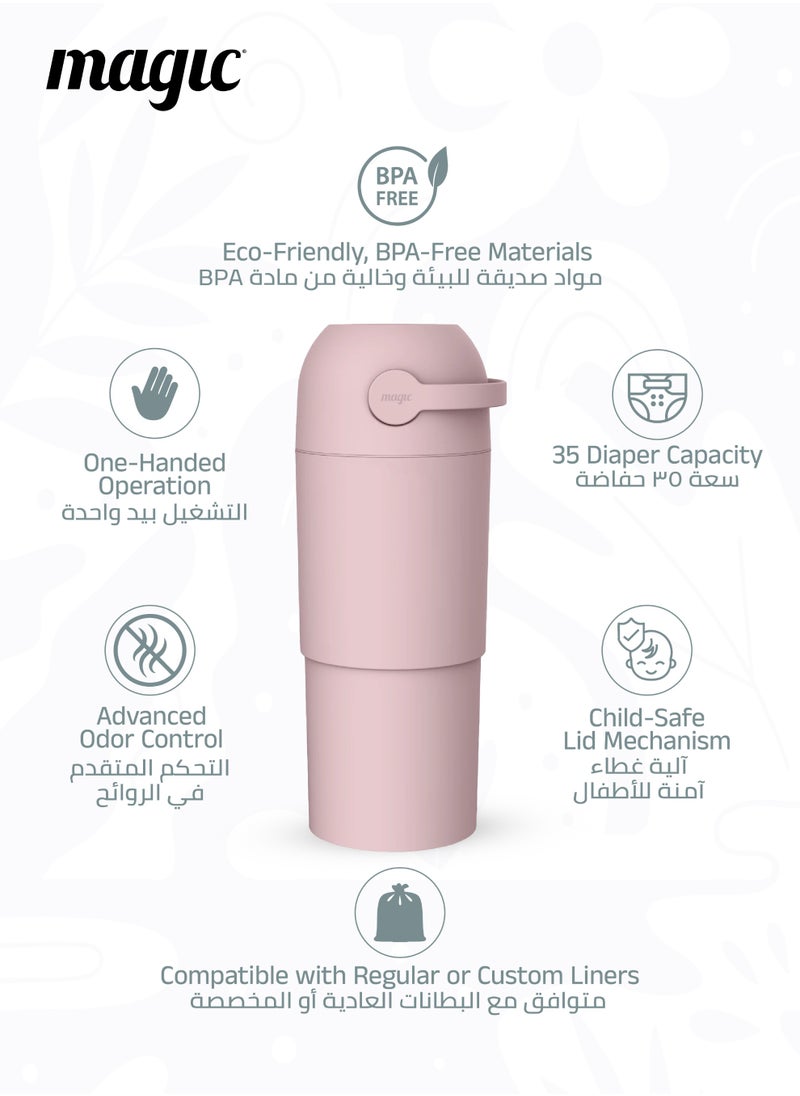 Magic THOTH L Diaper Pail | Odorless & Telescopic | 35 Diaper Capacity | 43 CM to 63 CM Adjustable Height | 2nd Life Concept: Converts to Potty Trainer, Kitchen Waste Bin, or Toilet Lid | Free Roll of 15 Bags  - Image 3