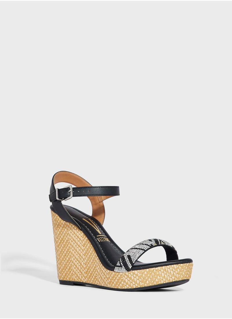 VIZZANO - Ellie Ankle Strap High Heel Wedge Sandals - Image 1