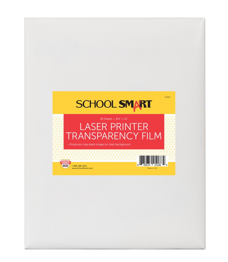School Smart Laser Transparency Film Without Sensing Strip, 8-1/2 x 11 Inches, Clear, Pack of 50 - Image 1