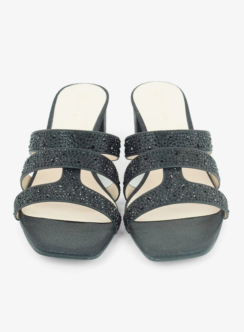 زينة 221-311 Zayna Ladies Classic Low Block Slides 18F8827-0810 Black - Image 4