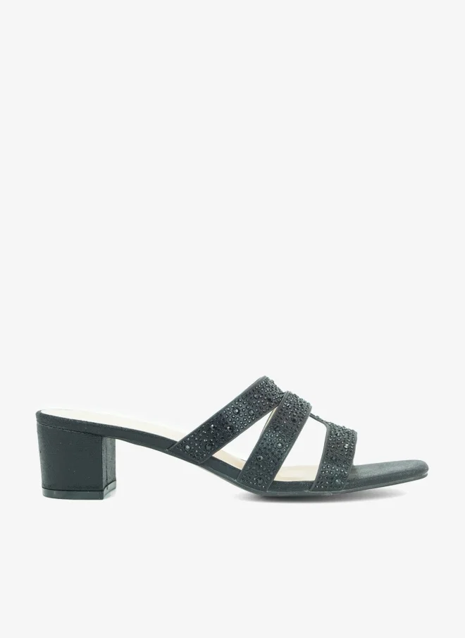ZAYNA 221-311 Zayna Ladies Classic Low Block Slides 18F8827-0810 Black