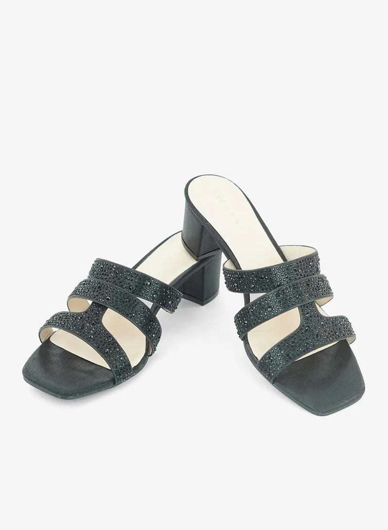 Zayna Black 221-311 Zayna Ladies Classic Low Block Slides 18F8827-0810 Black for Women | Best Price UAE