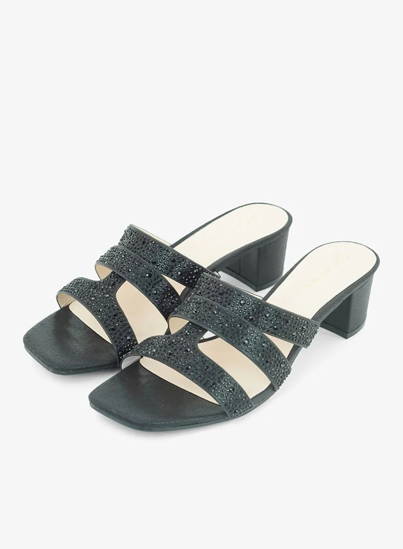 ZAYNA 221-311 Zayna Ladies Classic Low Block Slides 18F8827-0810 Black