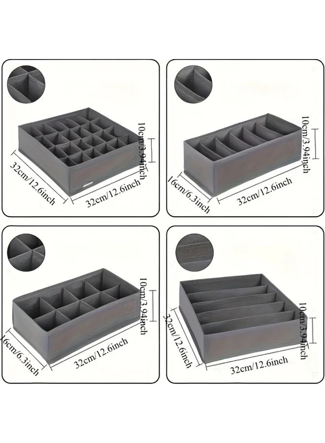 4pcs Black Foldable Underwear Storage Box Drawer Organizer Wardrobe System - Image 3