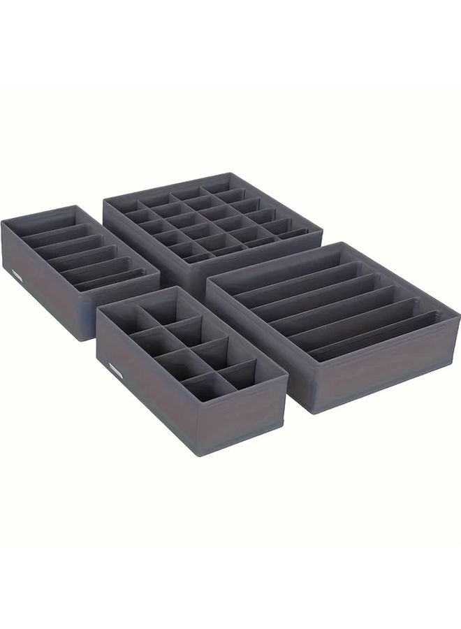 4pcs Black Foldable Underwear Storage Box Drawer Organizer Wardrobe System - Image 1