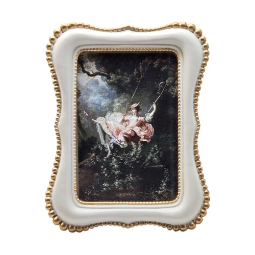 YULINK 4x6 Vintage Picture Frame, Antique White Ornate Photo Frame, for Tabletop and Wall Display, Decorative Retro Home Decor, Old Fashioned Photo Gallery Art - Image 1