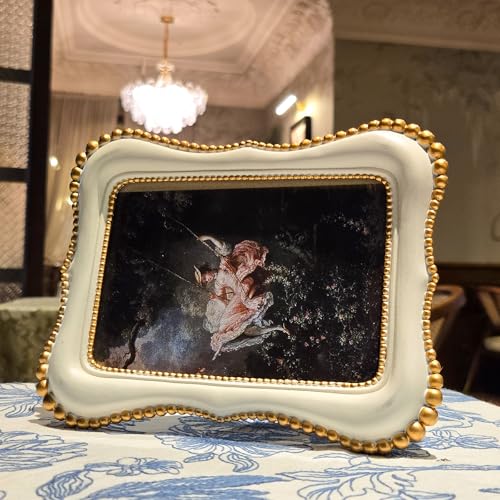 YULINK 4x6 Vintage Picture Frame, Antique White Ornate Photo Frame, for Tabletop and Wall Display, Decorative Retro Home Decor, Old Fashioned Photo Gallery Art - Image 3
