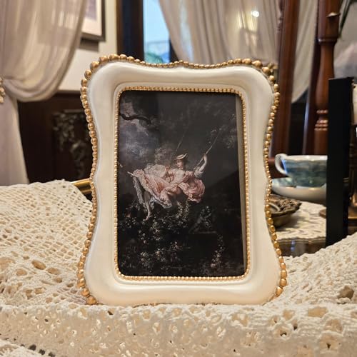 YULINK 4x6 Vintage Picture Frame, Antique White Ornate Photo Frame, for Tabletop and Wall Display, Decorative Retro Home Decor, Old Fashioned Photo Gallery Art - Image 2