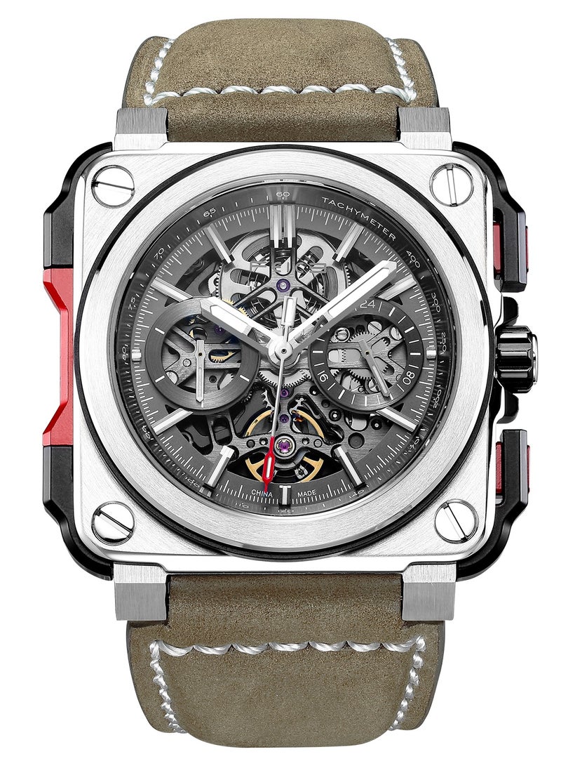 FEICE Men's Automatic Skeleton Watch with Luminous Dial and 10ATM Water Resistance - Image 1