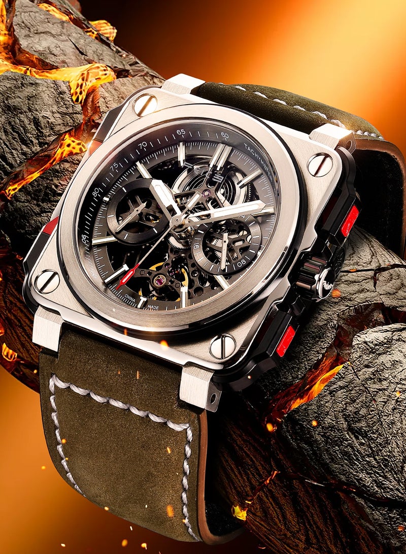 FEICE Men's Automatic Skeleton Watch with Luminous Dial and 10ATM Water Resistance - Image 2