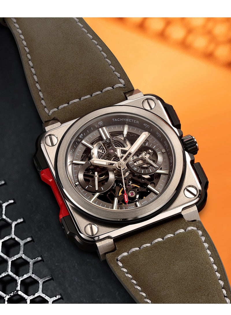 FEICE Men's Automatic Skeleton Watch with Luminous Dial and 10ATM Water Resistance - Image 3