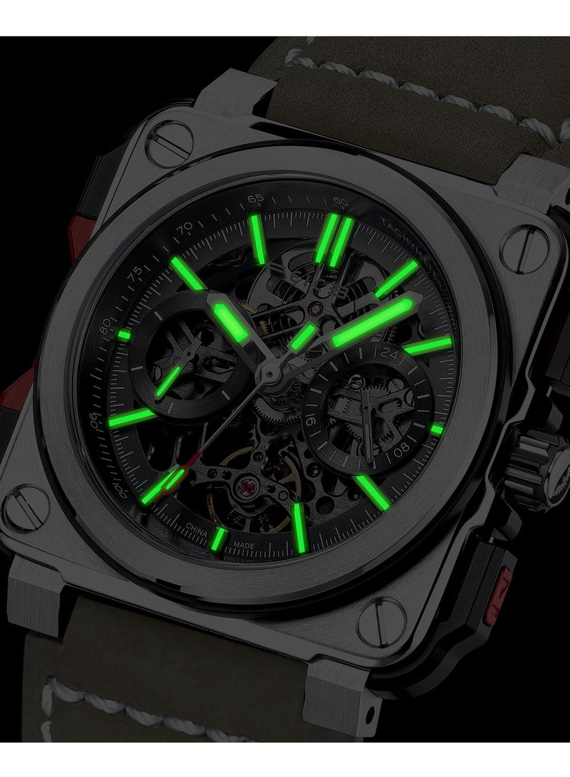 FEICE Men's Automatic Skeleton Watch with Luminous Dial and 10ATM Water Resistance - Image 4
