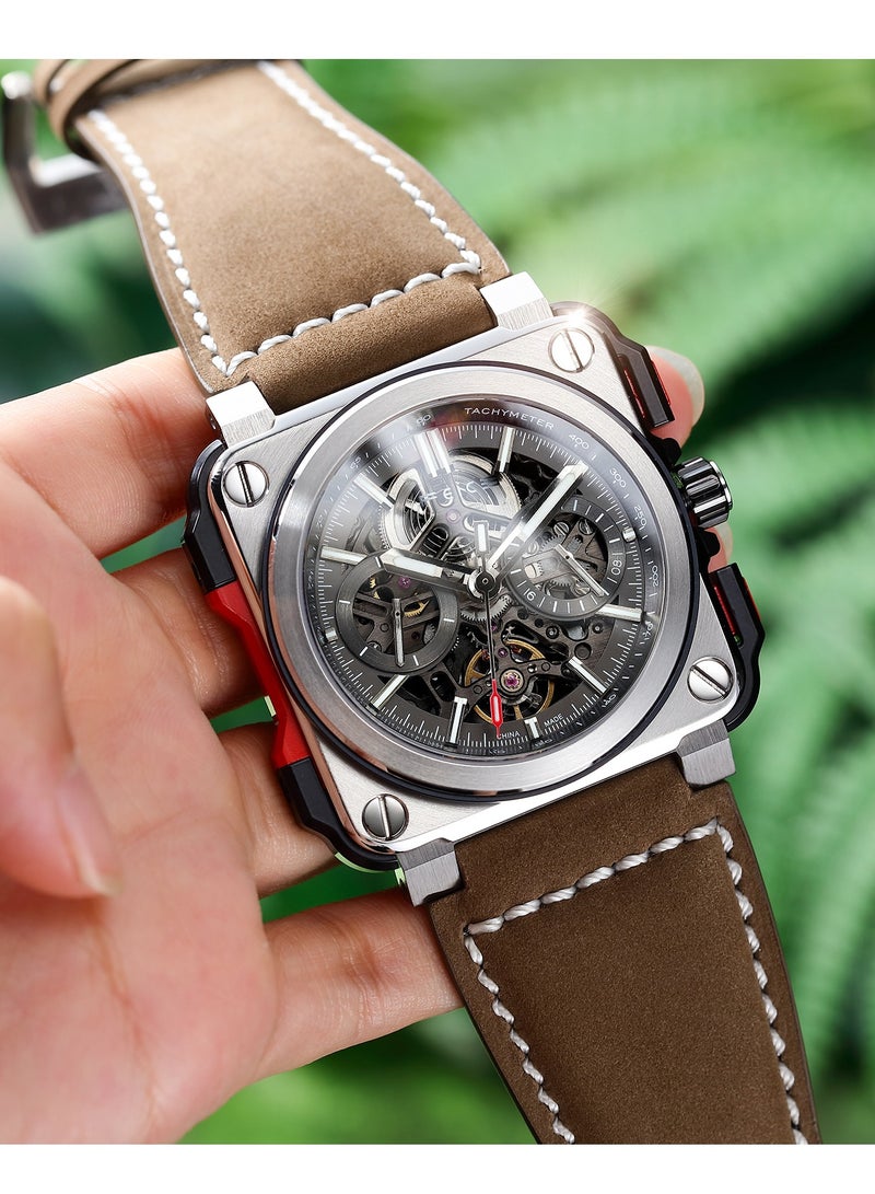 FEICE Men's Automatic Skeleton Watch with Luminous Dial and 10ATM Water Resistance - Image 5