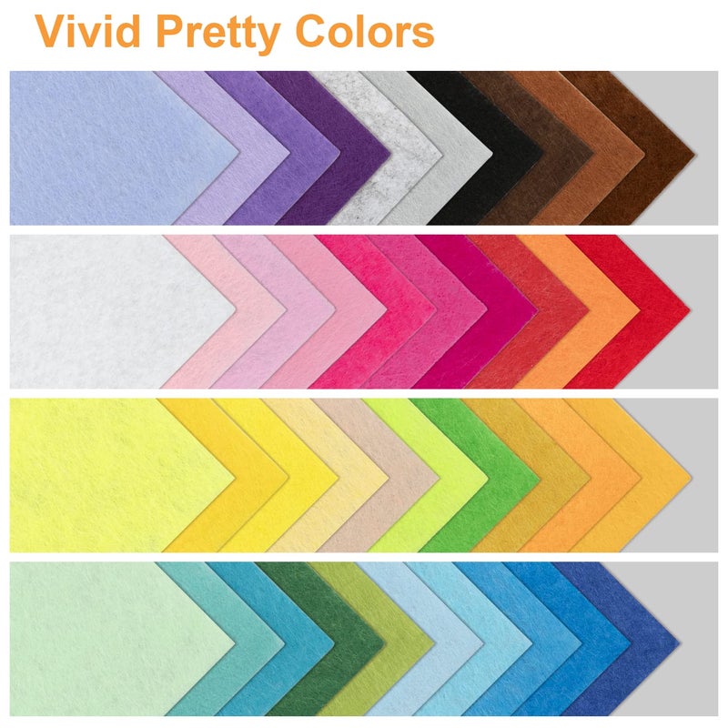 BetyBedy 8 x 12 Inches Felt Sheets for Crafts, 40Pcs Squares Fabric Sheets, Assorted Colors Non Woven Pack, 1mm Thick, Stiff Paper for DIY Sewing Craft Patchwork Decoration - Image 5