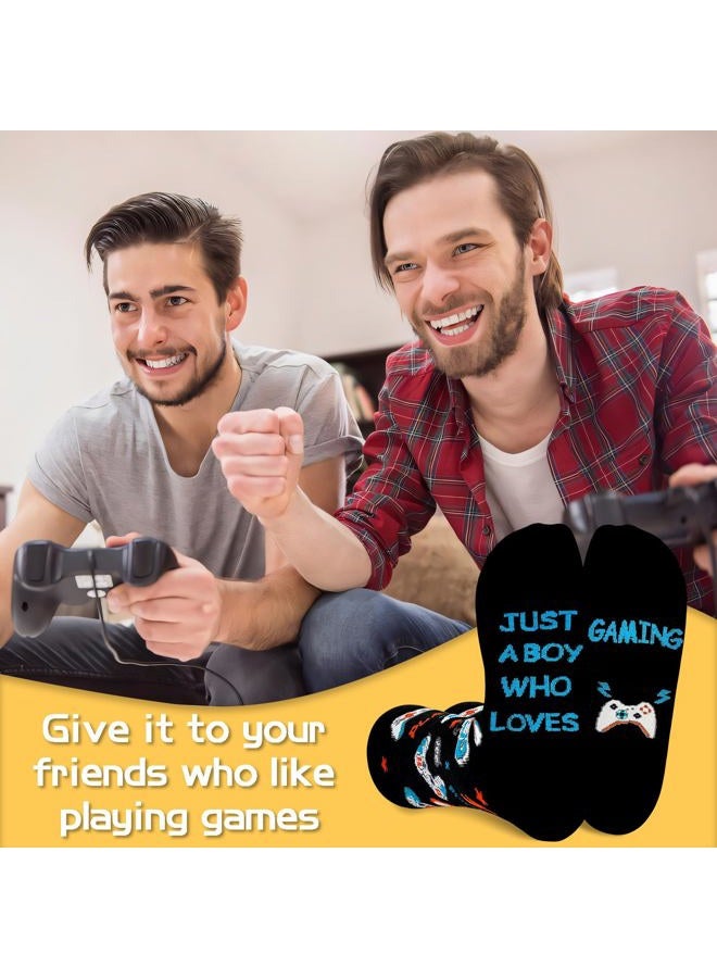 Asikkon Gaming Gifts for Boys Kids - Gamer Socks for Children, Video Game Gifts Stocking Stuffers for Teens, Black, 8-12.5 - Image 2