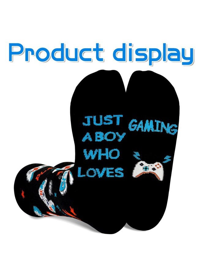 Asikkon Gaming Gifts for Boys Kids - Gamer Socks for Children, Video Game Gifts Stocking Stuffers for Teens, Black, 8-12.5 - Image 4