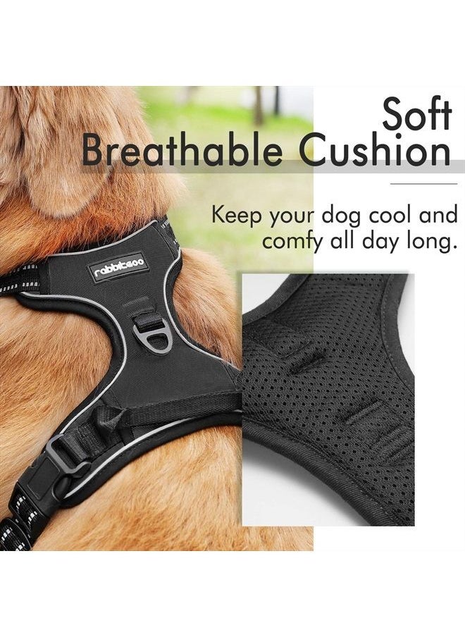 Rabbitgoo Dog Harness, No-Pull Pet Harness with 2 Leash Clips, Adjustable Soft Padded Dog Vest, Reflective No-Choke Pet Oxford Vest with Easy Control Handle for Large Dogs, Black, L  - Image 1