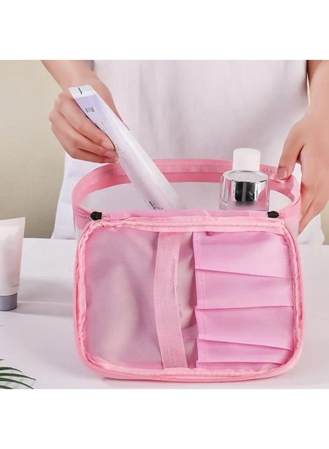 Gowloz Baby Pink Transparent Toiletry Bag - Lightweight Waterproof Travel Cosmetic Organizer, Portable Makeup and Skincare Storage Bag with Zipper - Pack of 1 (Baby Pink) - Image 5