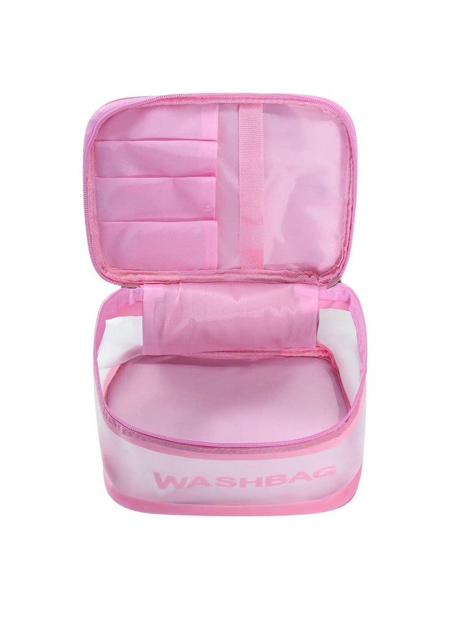 Gowloz Baby Pink Transparent Toiletry Bag - Lightweight Waterproof Travel Cosmetic Organizer, Portable Makeup and Skincare Storage Bag with Zipper - Pack of 1 (Baby Pink) - Image 4