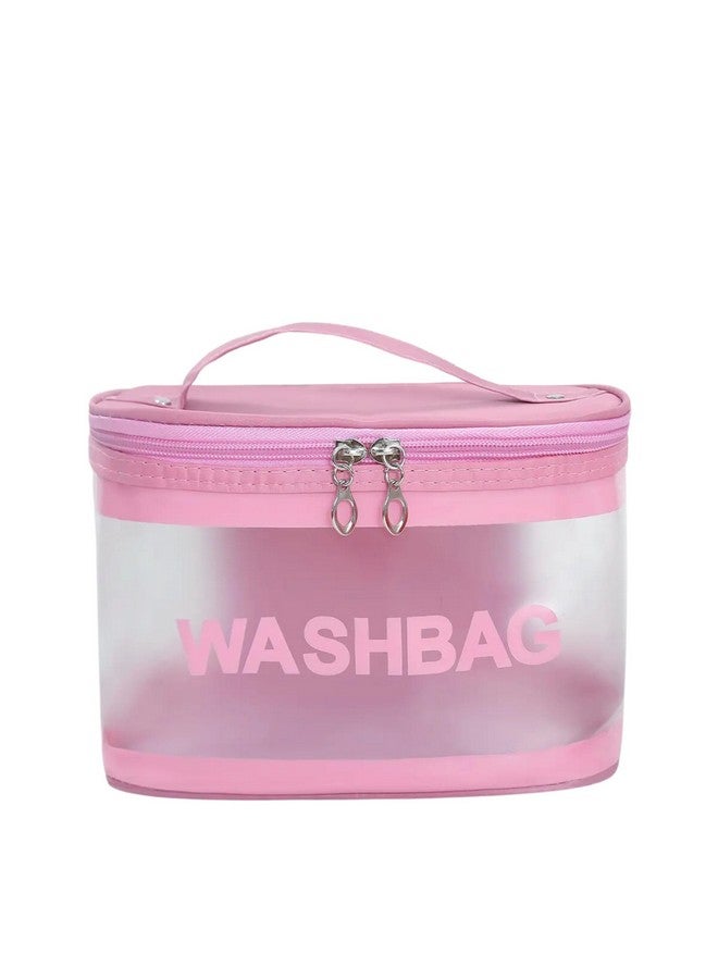 Gowloz Baby Pink Transparent Toiletry Bag - Lightweight Waterproof Travel Cosmetic Organizer, Portable Makeup and Skincare Storage Bag with Zipper - Pack of 1 (Baby Pink) - Image 1