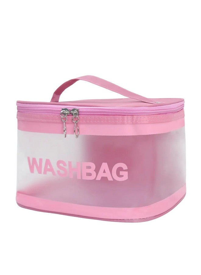Gowloz Baby Pink Transparent Toiletry Bag - Lightweight Waterproof Travel Cosmetic Organizer, Portable Makeup and Skincare Storage Bag with Zipper - Pack of 1 (Baby Pink) - Image 2