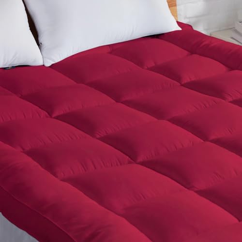 AJISH 1200 GSM Mattress Topper Twin Size 72" X 48" | Luxurious Hotel Feel Bed Topper with 4 Corner Elastic Band | Soft & Comfortable | Best for Hair & Skin (Maroon, 4 X 6 Feet) - Image 1
