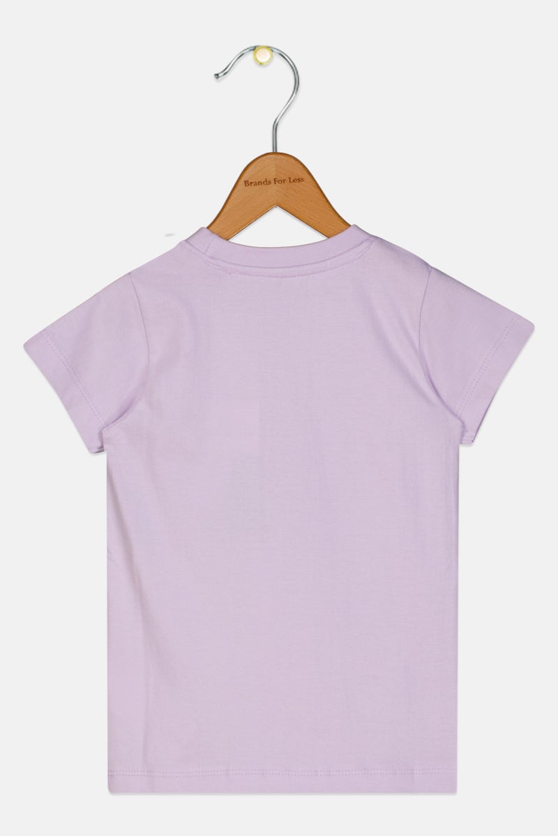 Disney تي شيرت قصير الأكمام لطيف للفتيات الصغيرات بطباعة جرافيك، لافندر - Image 2