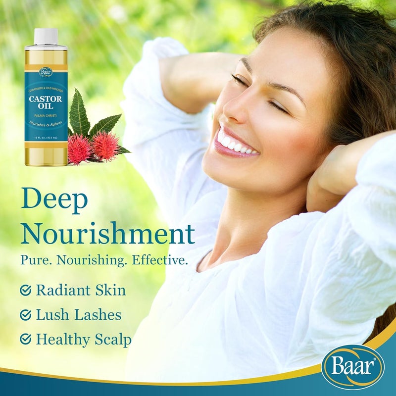 Baar Cold-Pressed Castor Oil - 16 Ounces, Hexane Free, Nourishes & Softens - Image 3