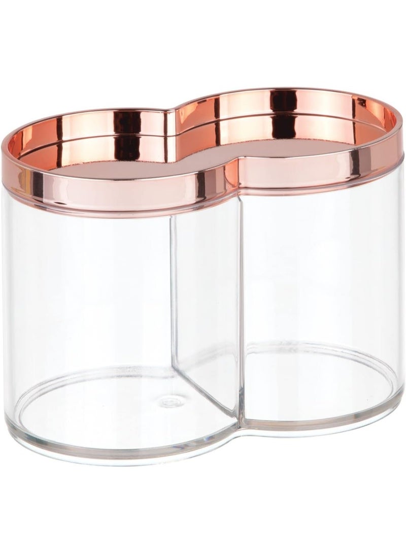 mDesign Plastic Canister Jar Organizer Set with Storage Lid - Home Decor Holder for Bathroom/Restroom Vanity Countertop, Cabinet - Holds Cotton Balls, Soap - Lumiere Collection - Clear/Rose Gold - Image 2