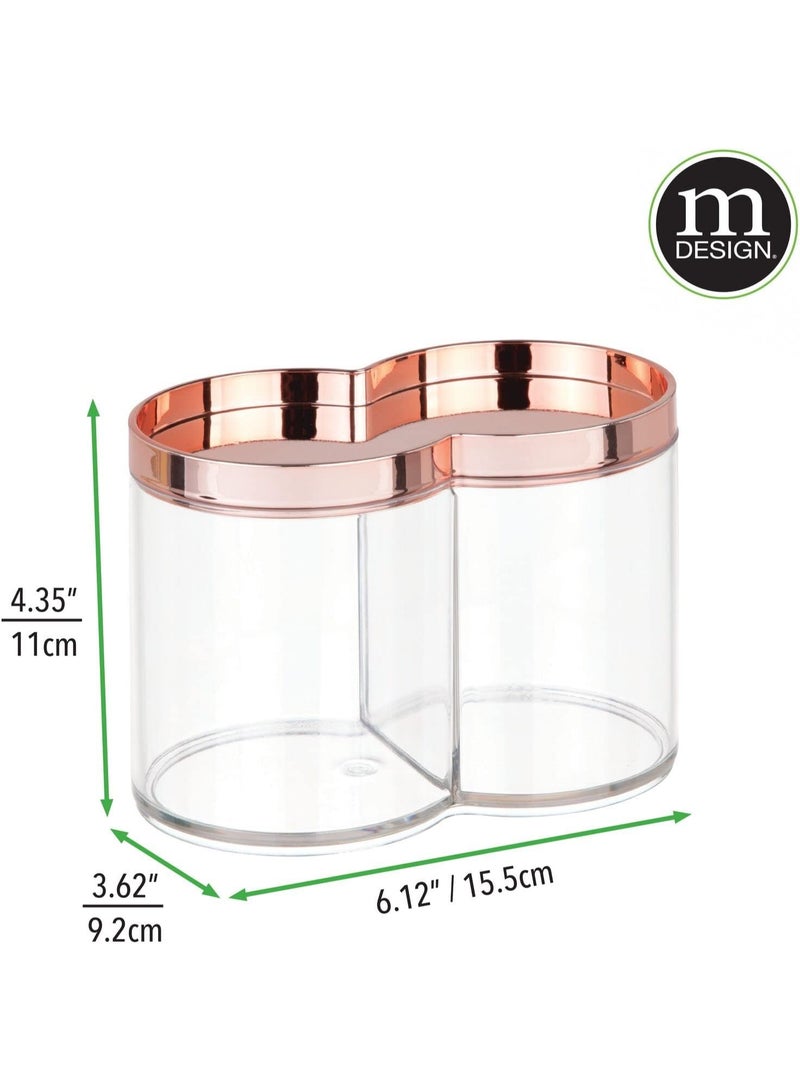 mDesign Plastic Canister Jar Organizer Set with Storage Lid - Home Decor Holder for Bathroom/Restroom Vanity Countertop, Cabinet - Holds Cotton Balls, Soap - Lumiere Collection - Clear/Rose Gold - Image 3