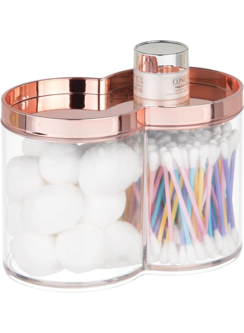 mDesign Plastic Canister Jar Organizer Set with Storage Lid - Home Decor Holder for Bathroom/Restroom Vanity Countertop, Cabinet - Holds Cotton Balls, Soap - Lumiere Collection - Clear/Rose Gold - Image 5