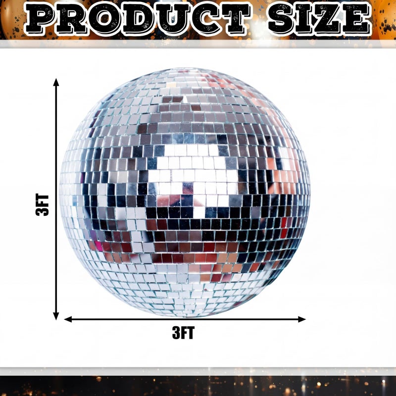 Colingmill Disco Party Decorations 35'' Disco Ball Cardboard Cutout 70s 80s Themed Party Photo Booth Props Backdrop Sign for Birthday Bachelorette Wedding Music Prom Supplies - Image 5