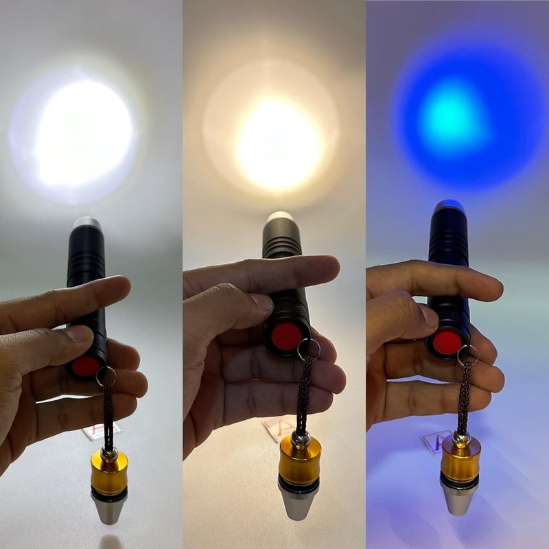 Aone Hand Gem Light 3 in 1 LED WhiteYellowUV Appraisal Flash Light High Power for Gemmologists for Sorting Gemstones Diamonds Stones and Other General Uses - Image 3