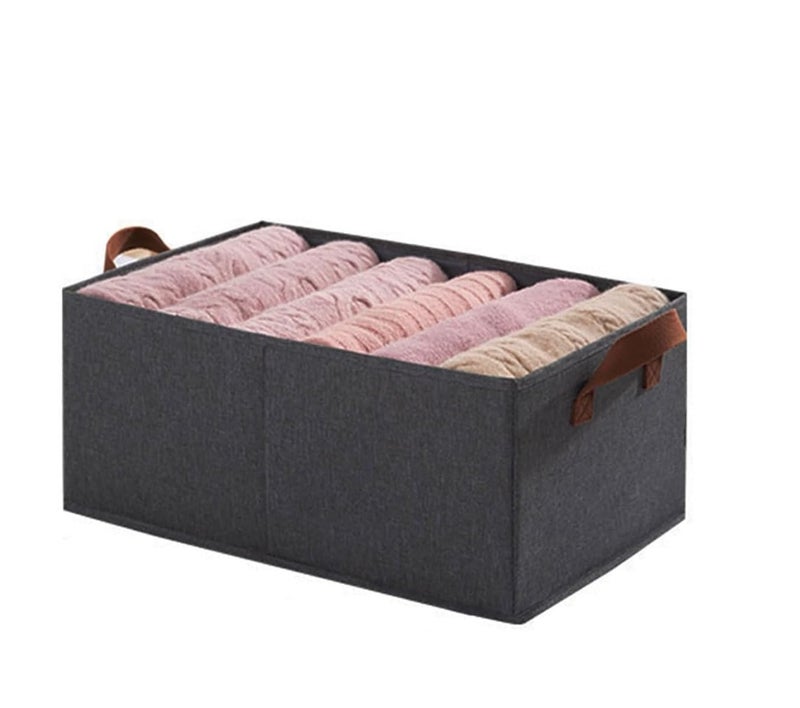 Revwd 1 Pack Foldable Fabric Storage Baskets with Handle Extra Large Foldable Closet Organizer Bins Cloth Box Containers for Home Office Storage Clothes Pants Jeans Sweater GREY - Image 1