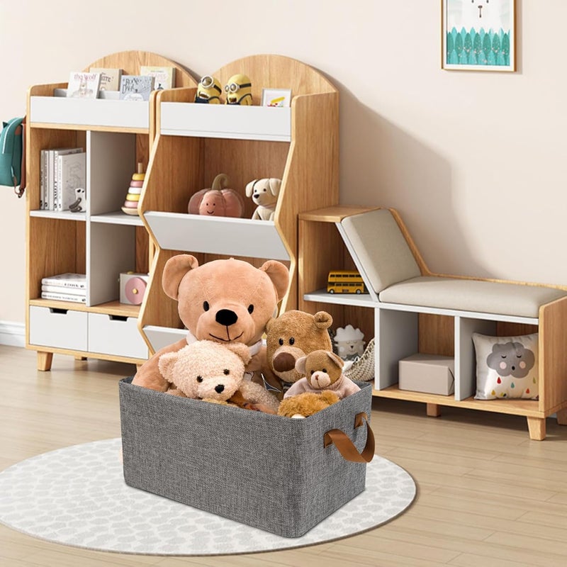 Revwd 1 Pack Foldable Fabric Storage Baskets with Handle Extra Large Foldable Closet Organizer Bins Cloth Box Containers for Home Office Storage Clothes Pants Jeans Sweater GREY - Image 2