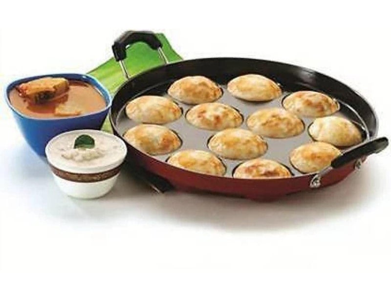 STEEPLE STEEPLE Appam Maker 12 Cavities Non Stick Appam Patra with Lid, Red (Paniyarrakal |Paniyaram |Appam Pan/Maker/Pan Cake Maker)  - Image 4