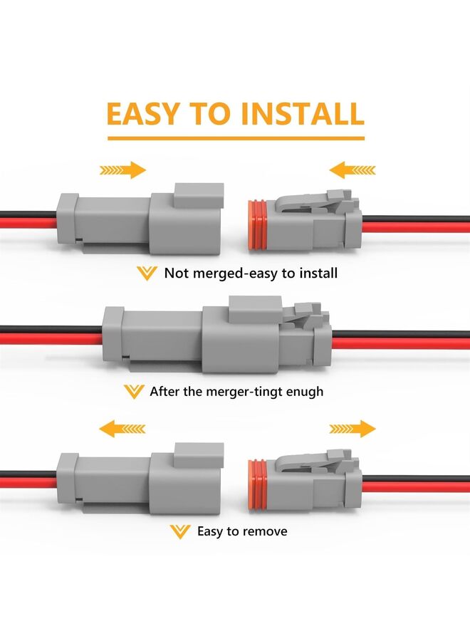 LAMAY 2Pin DT Connector 16 AWG Male and Female Automotive Wire Connectors 2 Pin Connector Kit Waterproof Electrical Connector for Car Truck Boat (6PCS) - Image 4