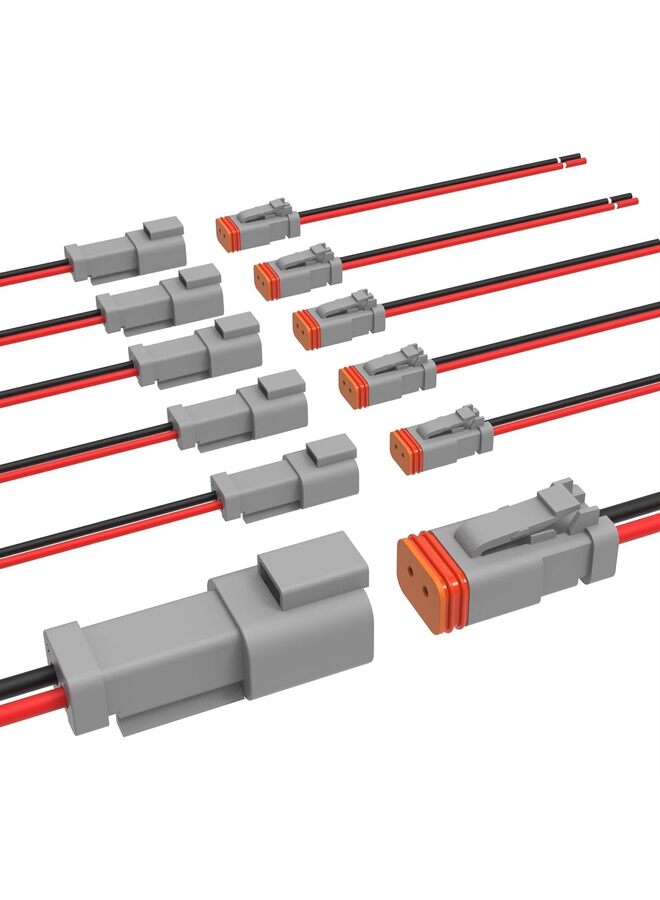 LAMAY 2Pin DT Connector 16 AWG Male and Female Automotive Wire Connectors 2 Pin Connector Kit Waterproof Electrical Connector for Car Truck Boat (6PCS) - Image 1