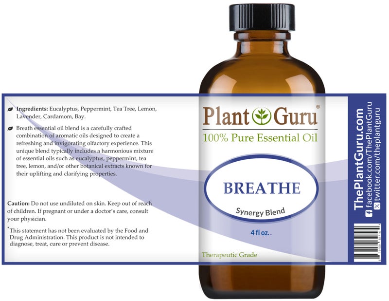 Plant Guru Breathe Essential Oil Blend 4oz Respiratory 100% Pure Therapeutic Grade. - Image 2